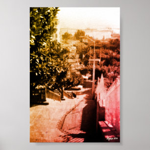Póster Panorama del distrito de Argel en Argelia vintage