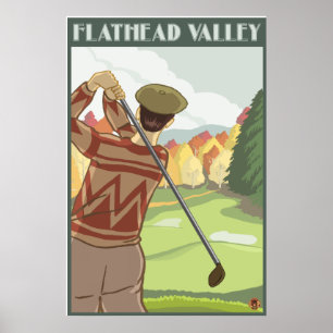 Póster Panorama del Golfer - Lago Flathead, Montana