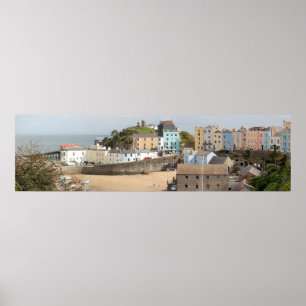 Póster Panorama del puerto de Tenby