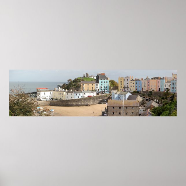 Póster Panorama del puerto de Tenby (Frente)