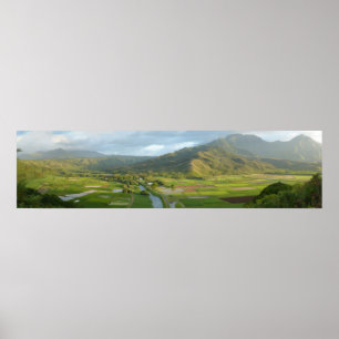 Póster Panorama del valle de Hanalei