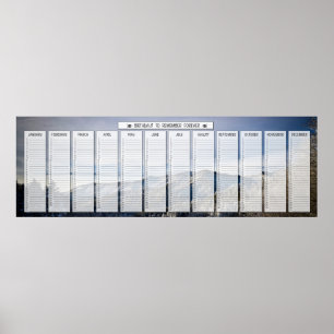 Póster Panorama Enorme Calendario de Cumpleaños Nieve de 