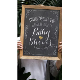 Póster Panorama floral blanca de bienvenida Baby Shower