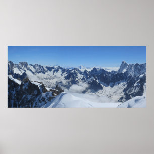 Póster Panorama francés de Chamonix de las montañas