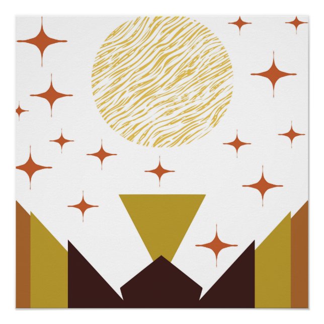 Póster Panorama geométrico de Mid Century (Anverso)