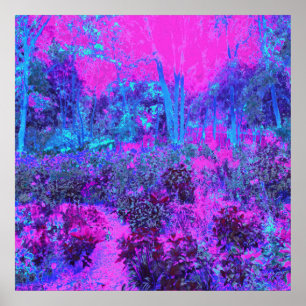 Póster Panorama impresionista Trippy de rosa Caliente y A