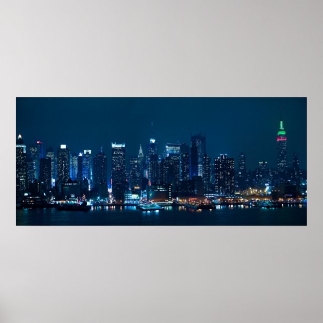 Póster Panorama nocturno de Manhattan (Frente)