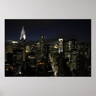 Póster panorama nocturno de Manhattan