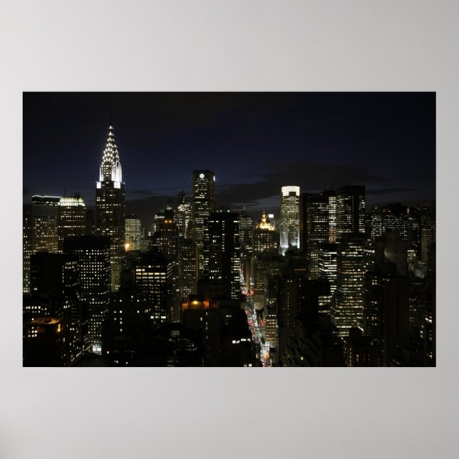 Póster panorama nocturno de Manhattan (Frente)