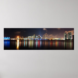 Póster panorama nocturno de Miami - Poster