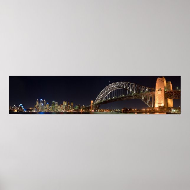 Póster Panorama nocturno del puente del puerto australia  (Frente)