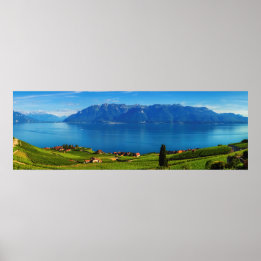 Póster Panorama sobre la región de Lavaux, Vaud, Suiza