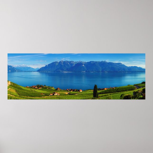 Póster Panorama sobre la región de Lavaux, Vaud, Suiza (Frente)