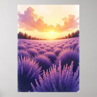 Póster Panorama ultracomunitario de la Lavanda del Atarde
