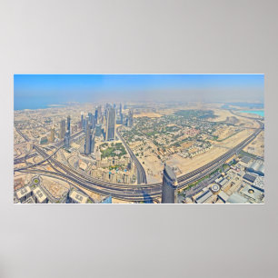 Póster Panorámica de Dubai sobre el Burj Khalifa