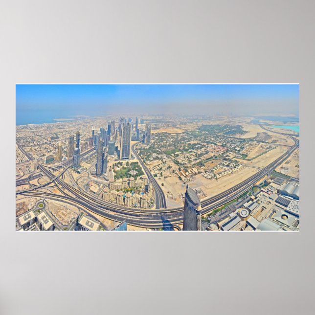 Póster Panorámica de Dubai sobre el Burj Khalifa (Frente)