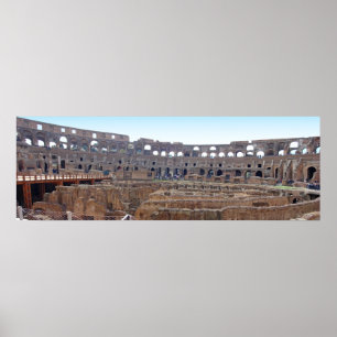 Póster Panorámica del Coliseo en Roma, Italia