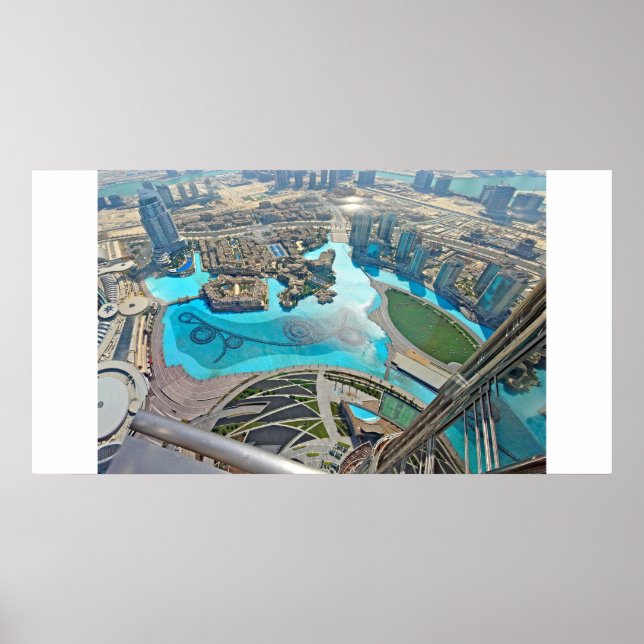 Póster Panorámica del Parque Khalifa sobre el Burj Khalif (Frente)