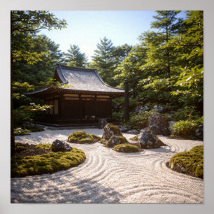 Póster Panorámica Zen Garden View & Tradicional Tea House