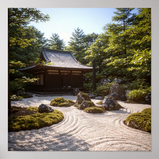 Póster Panorámica Zen Garden View & Tradicional Tea House (Frente)