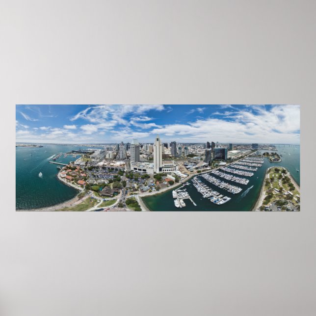 Póster Panorámico del Centro de San Diego (Frente)