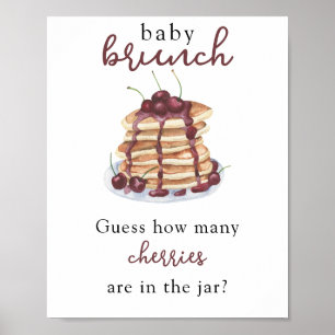 Póster Panqueques Ducha de bebé Adivina cuántas cerezas