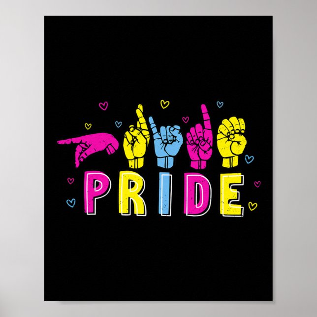 Póster Pansexual ASL Orgullo Pan Rótulo Arcoiris Sordo (Frente)