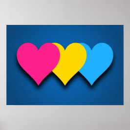 Póster Pansexualidad orgullo corazones Poster
