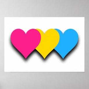 Póster Pansexualidad orgullo corazones Poster
