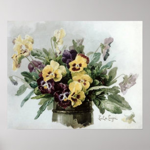 Póster Pansias de primavera vintage