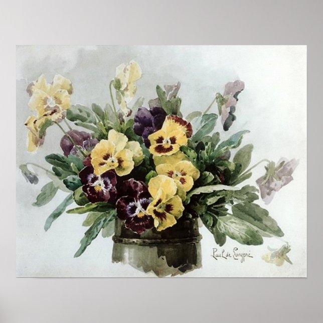 Póster Pansias de primavera vintage (Frente)