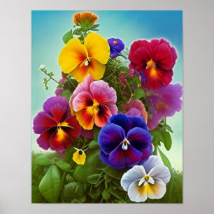 Póster Pansies coloridos -IA ART