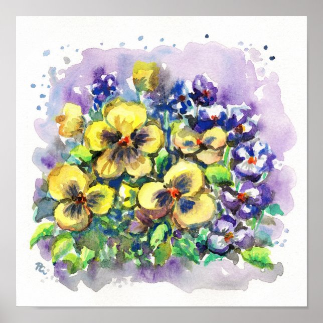 Póster Pansies de primavera (Frente)