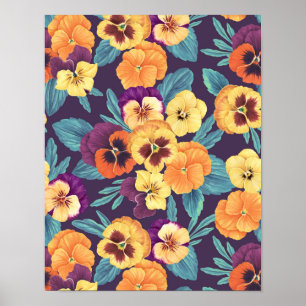 Póster Pansies en violeta de ciruela