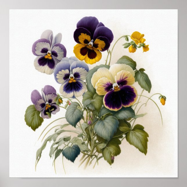 Póster Pansies Pansy Flower Art Print Poster (Frente)