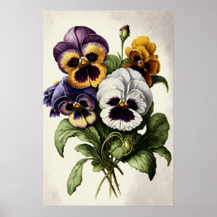 Póster Pansies Pansy Flower Art Print Poster