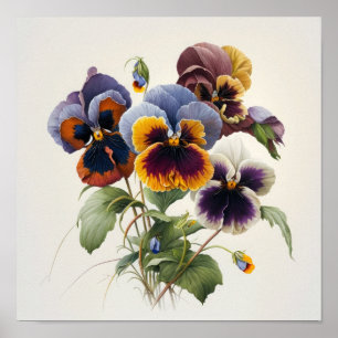 Póster Pansies Pansy Flower Art Print Poster