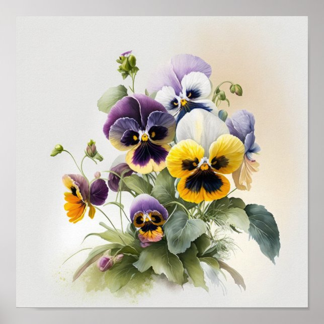 Póster Pansies Pansy Flower Art Print Poster (Frente)