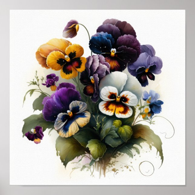 Póster Pansies Pansy Flower Art Print Poster (Frente)