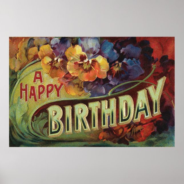 Póster Pansies Pansy Rainbow Flowers Floral (Frente)