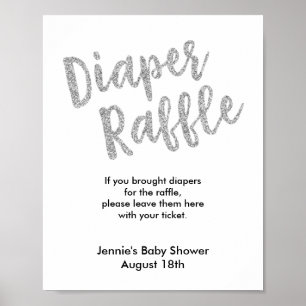 Póster Pantalla Baby Shower de Diaper Raffle Silver Purpu