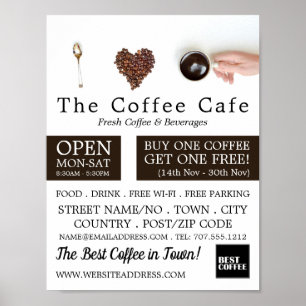 Póster Pantalla de café, Barista, Café, Publicidad de caf