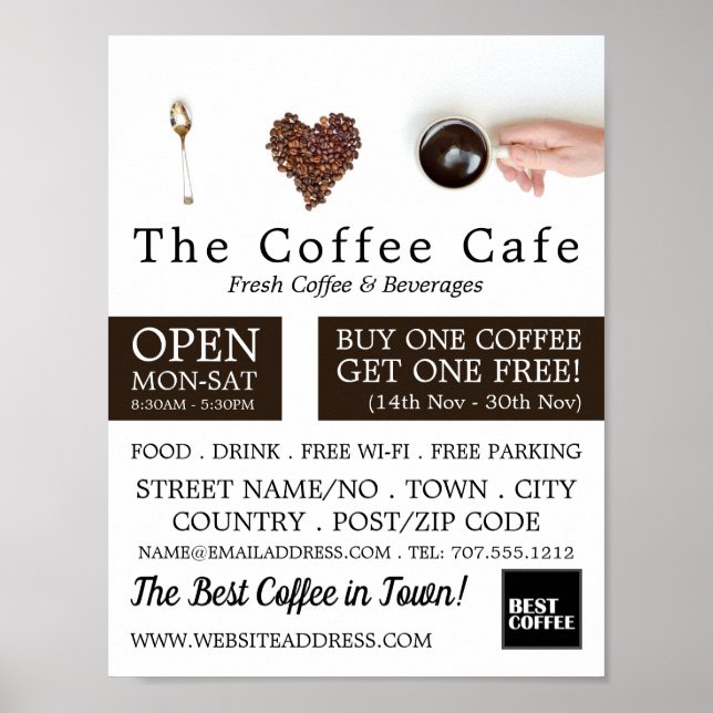 Póster Pantalla de café, Barista, Café, Publicidad de caf (Frente)