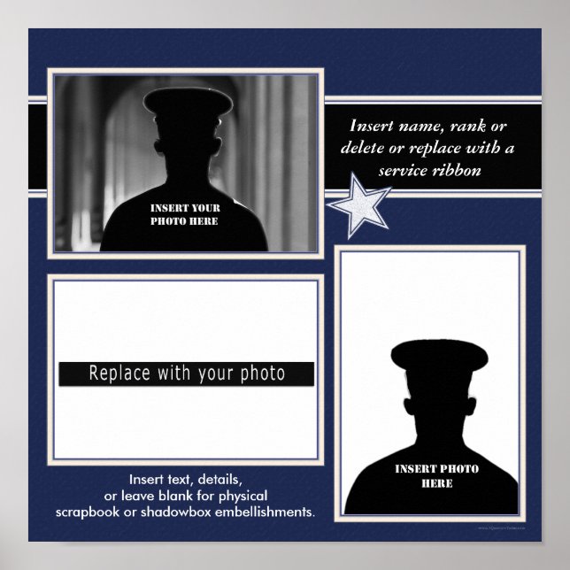 Póster Pantalla de Collage de fotos Navy Blue Star (Frente)