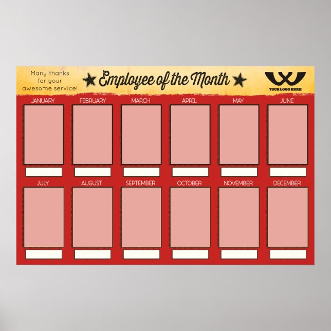 Póster pantalla de empleado del mes para fotos 4x6 (Frente)
