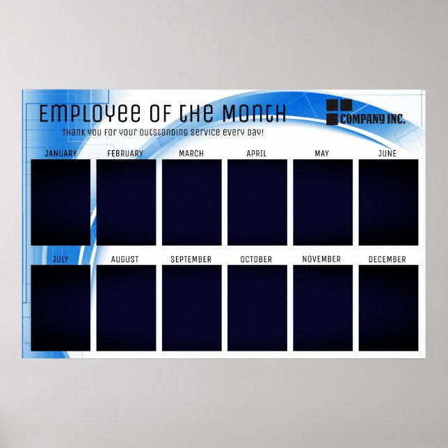 Póster pantalla de empleado técnico del mes para fotos 4x (Frente)