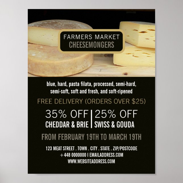 Póster Pantalla de queso, publicidad de Cheesemonger (Frente)