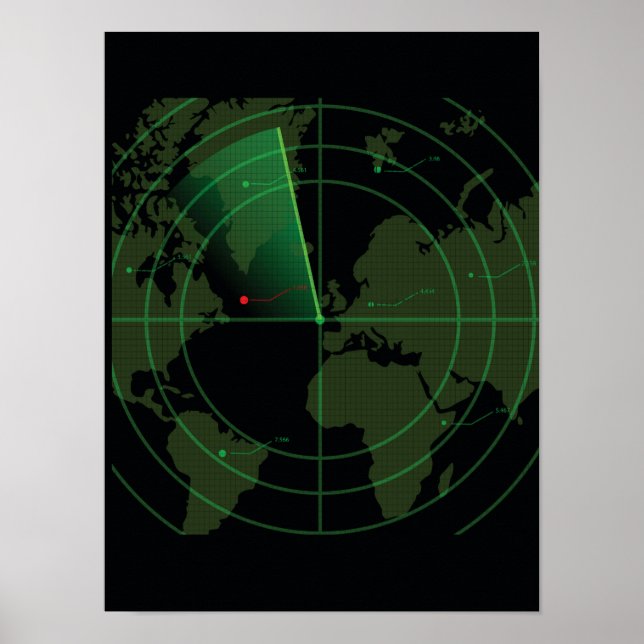 Póster Pantalla de radar retro (Frente)