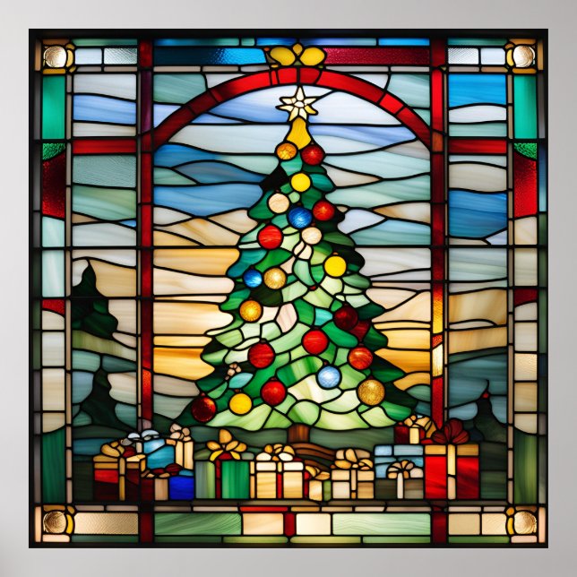 Póster Pantalla de vidrio templado Árbol de Navidad desca (Frente)