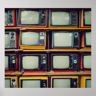 Póster Pantalla en blanco de la vieja retro de televisión